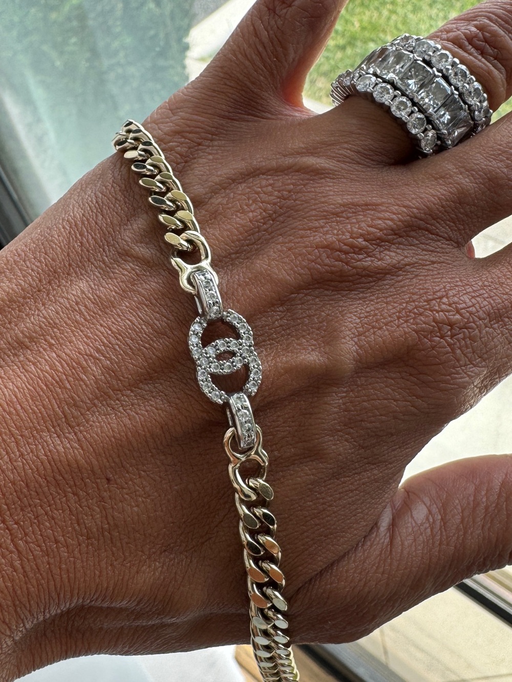 CHANEL Gold and Silver Tone CC Logo Chain Bracelet - Picture 3 of 8